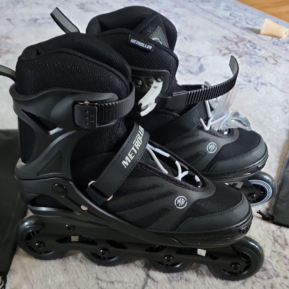 Black Rollerblades with Silver Accents